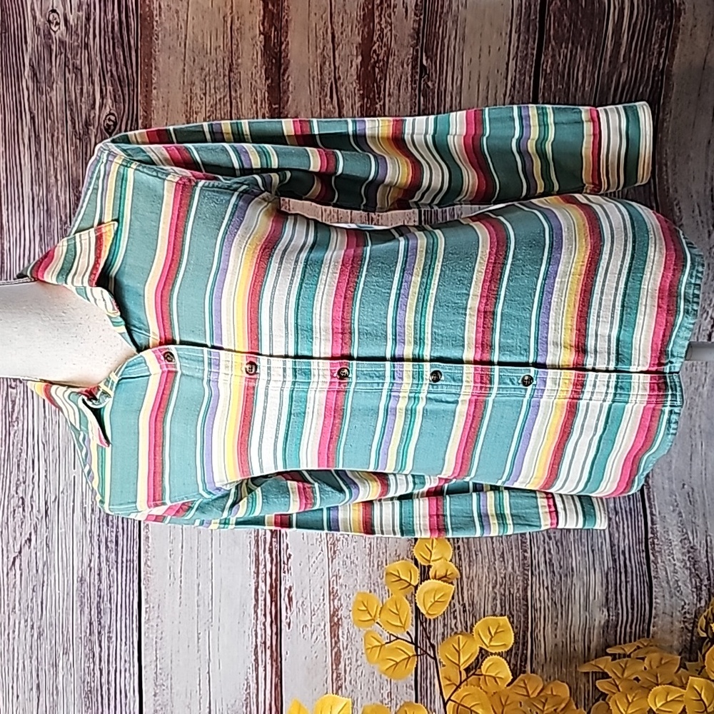 NEW CHAPS MULTI-COLOR AZTEC LONG SLEEVE BUTTON UP SHIRT